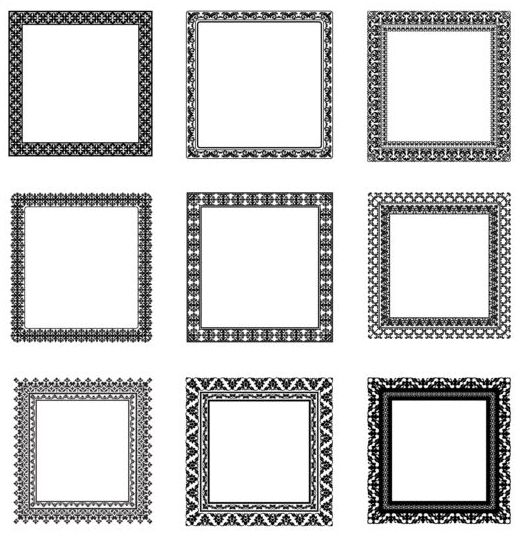 520x539 Square Black Frame Vector Set Free Download