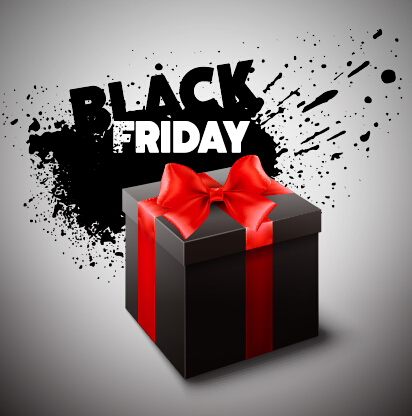 412x416 Black Friday Gift Box With Grunge Background Vector Free Download