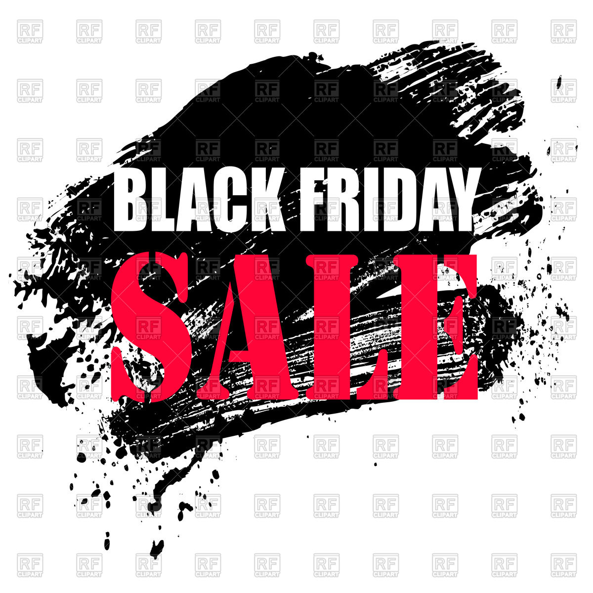 1200x1200 Black Friday Sale Emblem On Black Brushstroke Vector Image