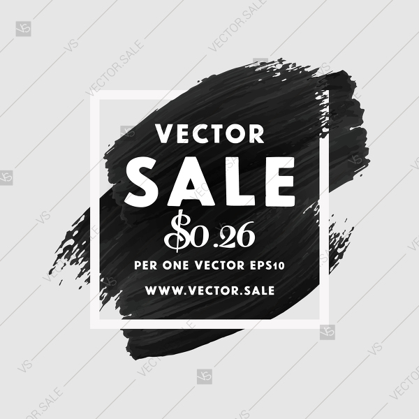 600x600 Black Friday Vector Sale Banner Poster Art Brush Acrylic Stroke