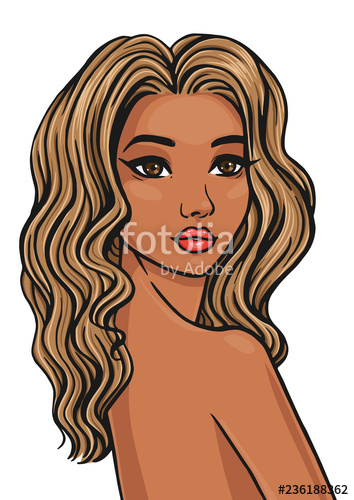 Beautiful African American Woman Face With Afro Curly Ombre Hair 354x500 Beautiful African American Woman Face With Afro Curly Ombre Hair