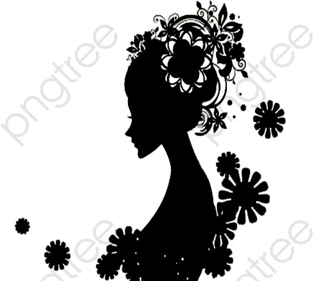 Black Flower Girl Silhouette, Flower Clipart, Black 641x575 Black Flower Girl Silhouette, Flower Clipart, Black