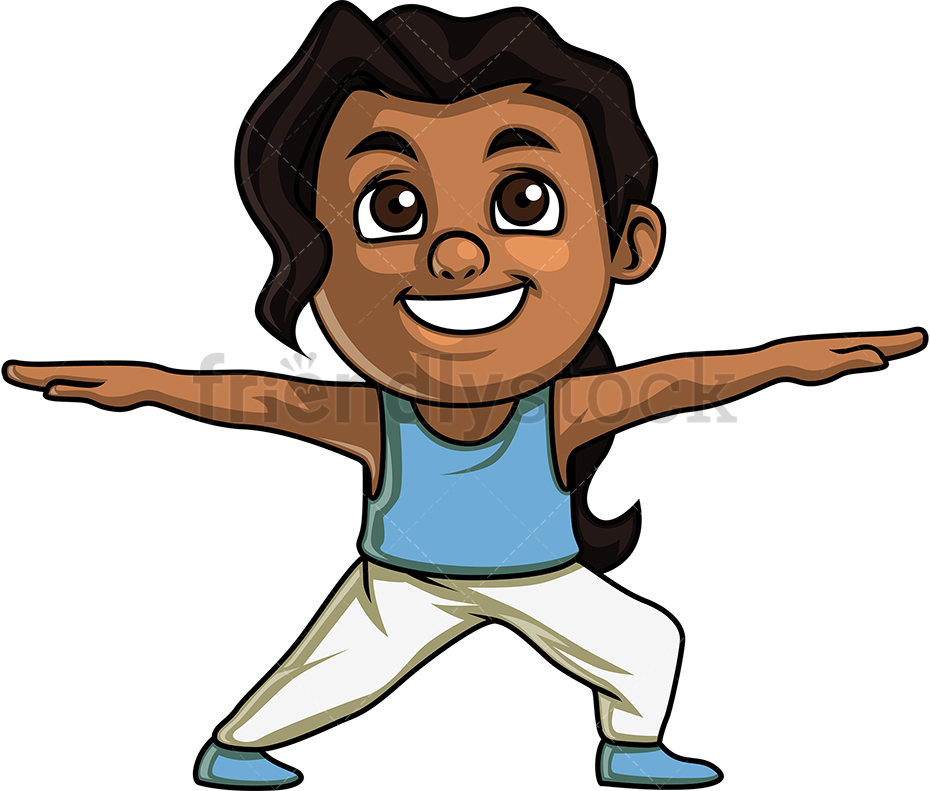 Black Girl Doing Warrior Two Yoga Cartoon Clipart Vector 930x791 Black Girl Doing Warrior Two Yoga Cartoon Clipart Vector