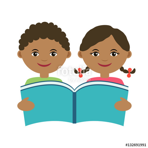 Cute Vector Illustration Of Black Girl And Boy Reading Book 500x500 Cute Vector Illustration Of Black Girl And Boy Reading Book