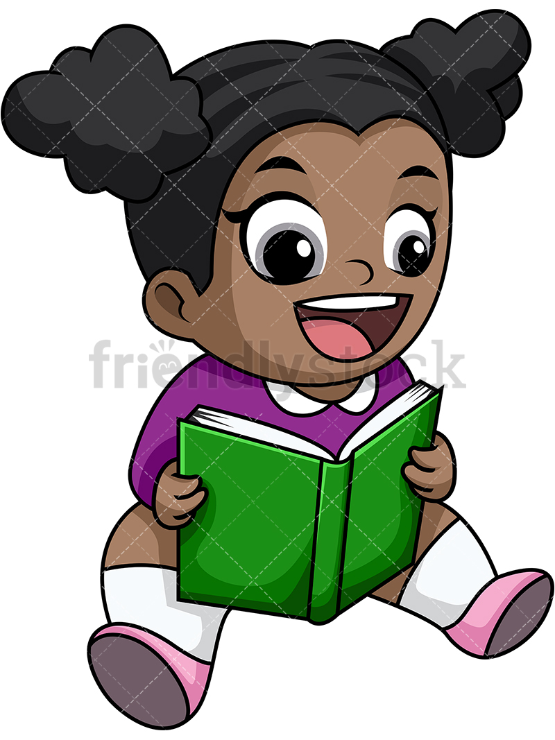 Happy Black Girl Reading Book Cartoon Vector Clipart 800x1067 Happy Black Girl Reading Book Cartoon Vector Clipart