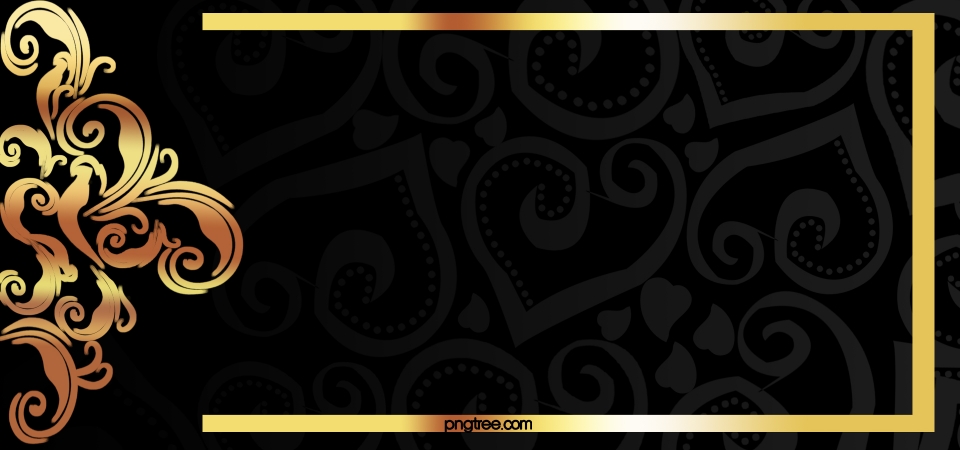 960x450 Vector Gold Frame On Black Background Material Pattern, Golden