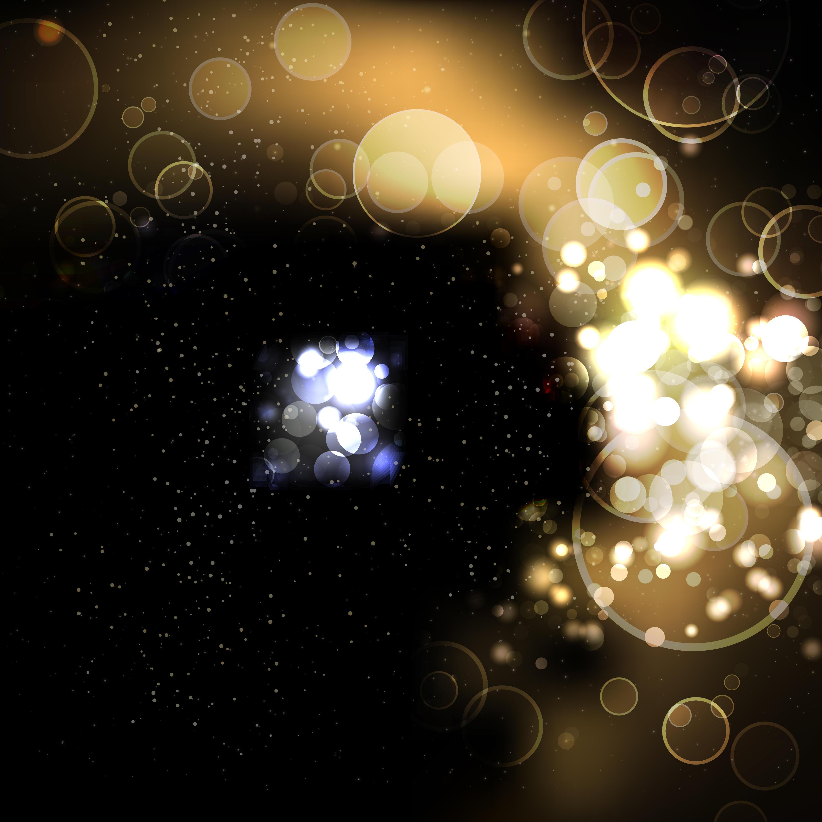 3333x3333 Black Gold Bokeh Light Background Vector