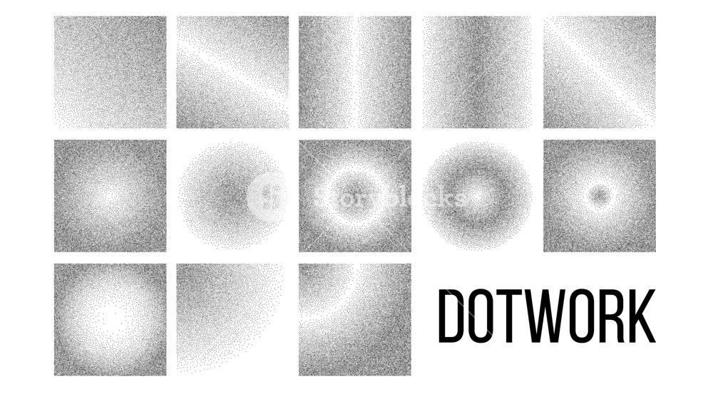Dotwork, Black And White Gradient Vector Backdrop Set Royalty Free 1000x560 Dotwork, Black And White Gradient Vector Backdrop Set Royalty Free