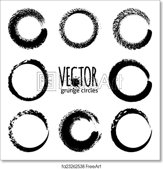 561x581 Free Art Print Of Black Brush Strokes Grunge Vector Circles Black