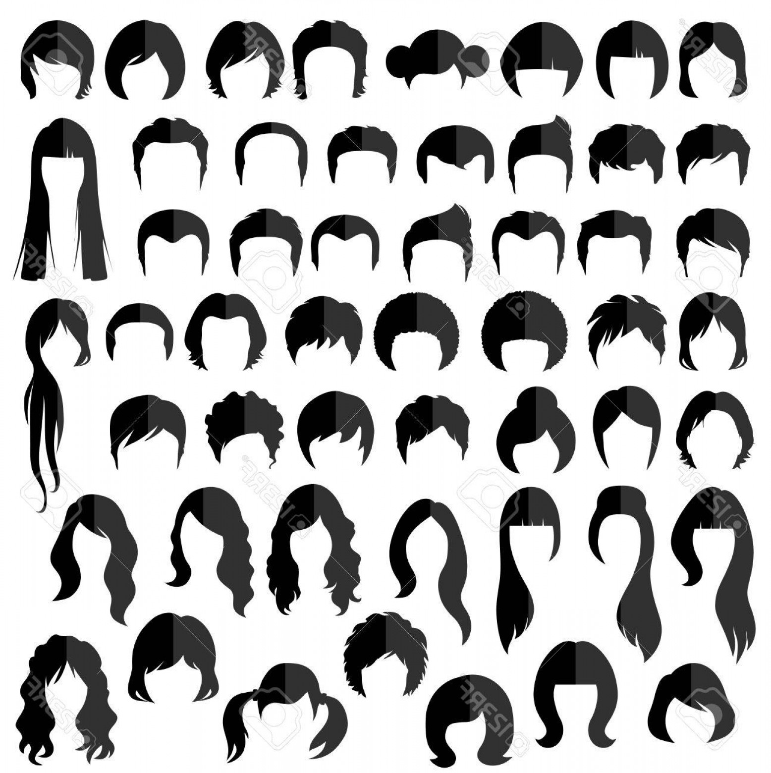1556x1560 Woman Nad Man Hair Vector Hairstyle Silhouette Royalty Free Soidergi