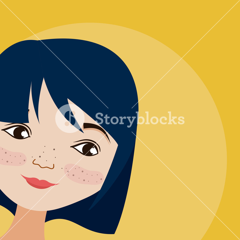 1000x1000 Young Woman With Short Black Hair Vector Illustration Graphic