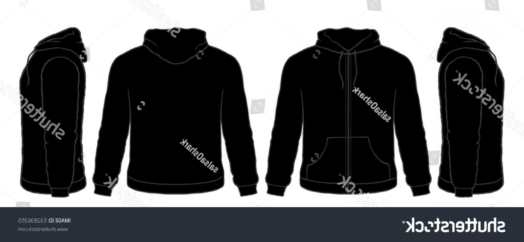 1800x832 Black Zipper Hoodie Sweatshirt Vector Set Geekchicpro