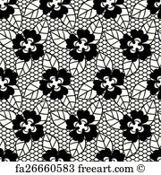 180x195 Free Art Print Of Black Lace Vector Fabric Seamless Pattern Black