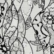 180x180 Black Lace Vector Fabric Seamless Pattern Art Print