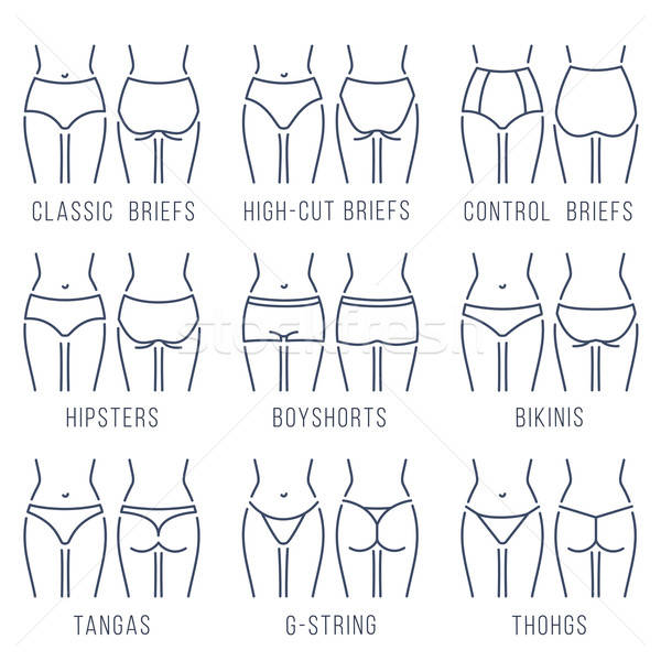 600x600 Female Underwear Panties Types Thing Line Vector Icons Vector