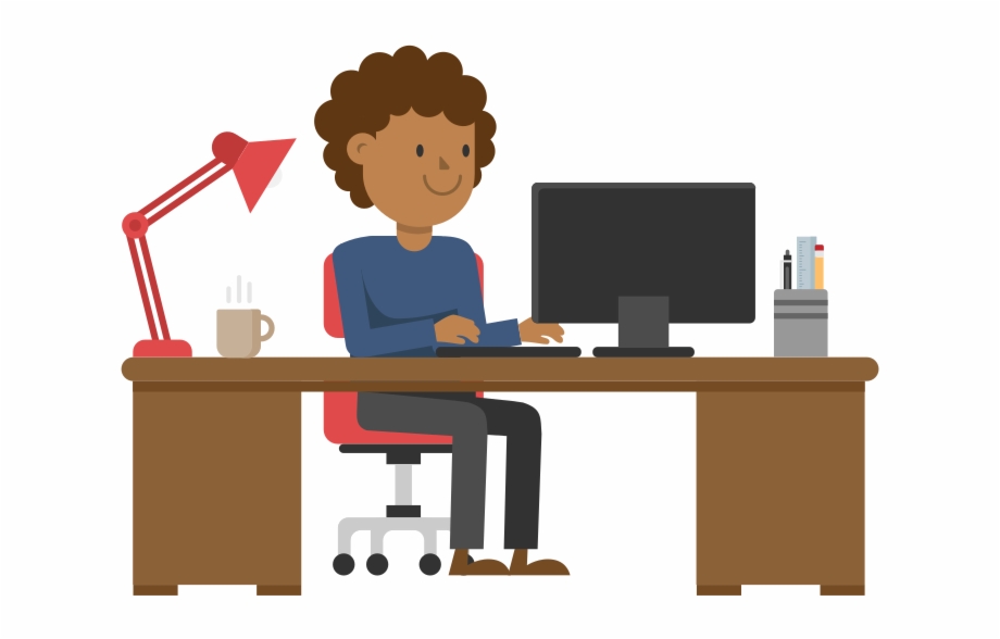 Black Man Working At His Desk Cartoon Vector 920x588 Black Man Working At His Desk Cartoon Vector