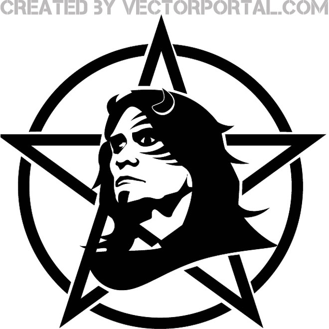 660x660 Heavy Metal Face With Star And Circle Free Vector