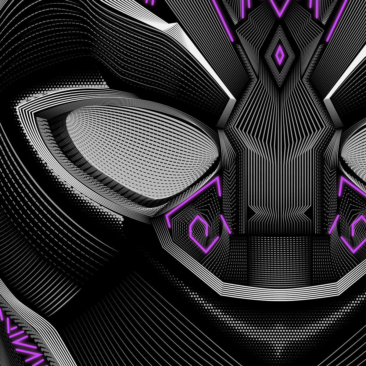 1200x1200 Black Panther Vector Line Blend Illustration On Behance