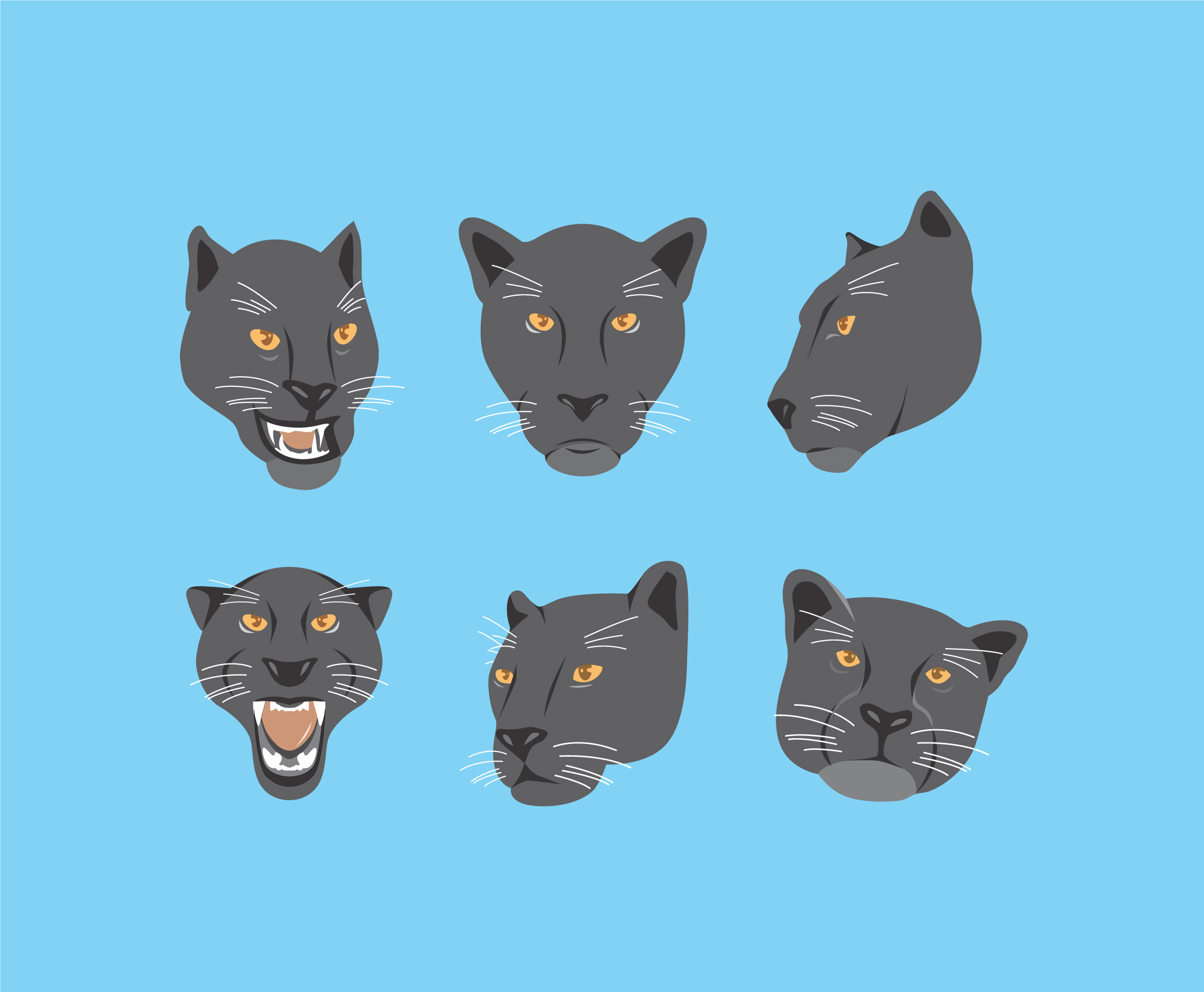 2272x1872 Black Panther Heads Vector