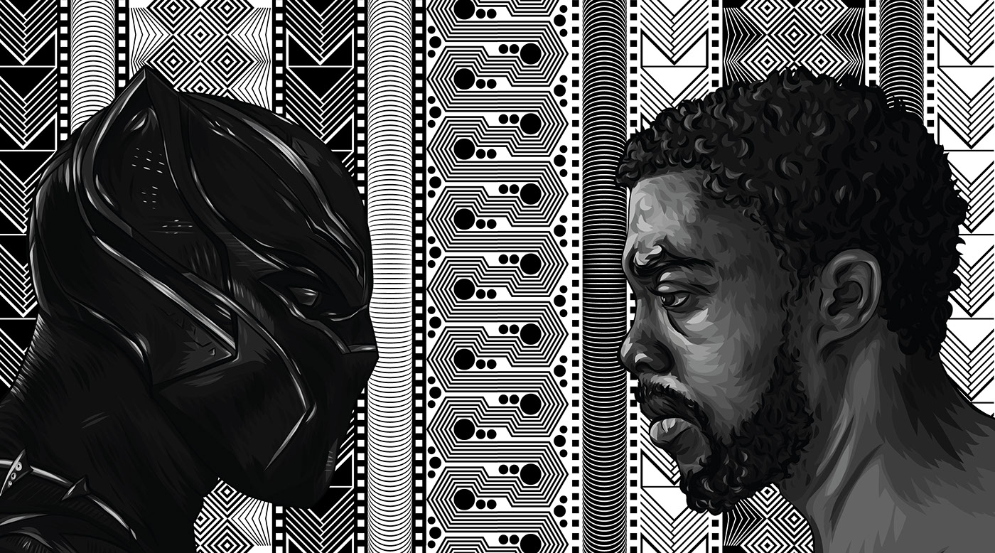 1400x778 Black Panther King T'challa Vector Portrait Collab On Behance