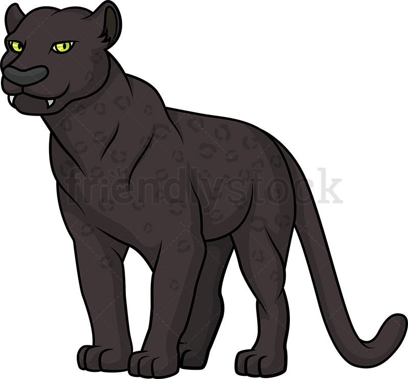 798x741 Wild Black Panther Cartoon Clipart Vector