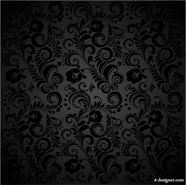 600x599 Designer Black Background Floral Pattern Vector