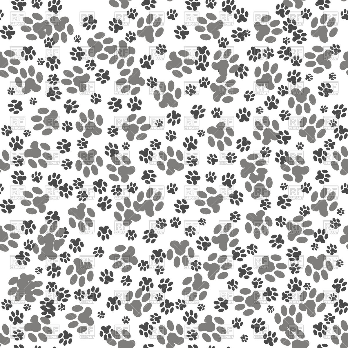 1200x1200 Seamless Pattern With Black Dog Tracks On White Background Vector
