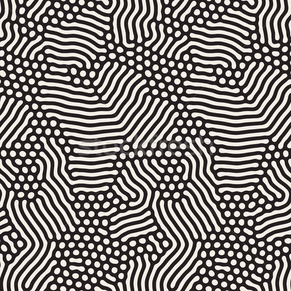 600x600 Organic Irregular Rounded Lines Vector Seamless Black And White