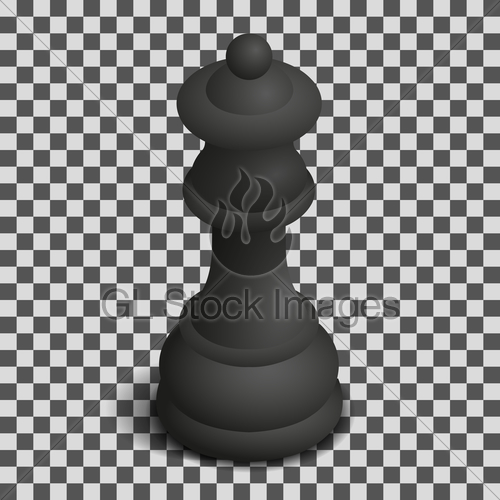 500x500 Black Queen Chess Piece In Isometric, Vector Illustration Gl