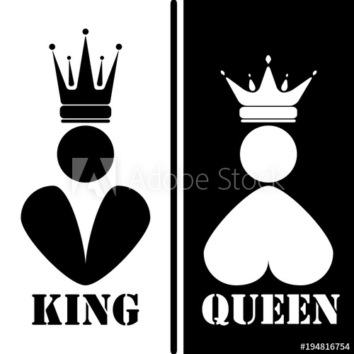 500x500 Black And White Silhouette Of King And Queen Royal Family Vector