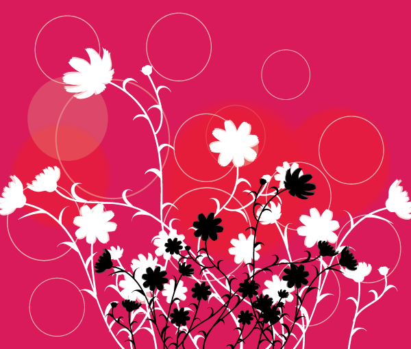 600x510 Black Flowers In Red Background Vector Design Download Free