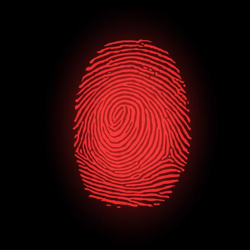 490x490 Red Fingerprint On Black Background, Vector Illustration
