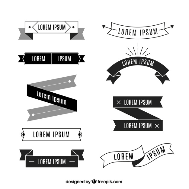 626x626 Flat Black And White Ribbons Vector Free Download