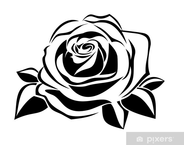 700x554 Black Silhouette Of Rose Vector Illustration Sticker Pixers