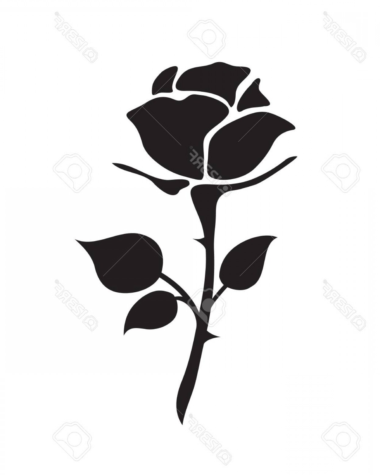 1248x1560 Photostock Vector Simple Flat Black Rose Vector Hand Drawn Romance