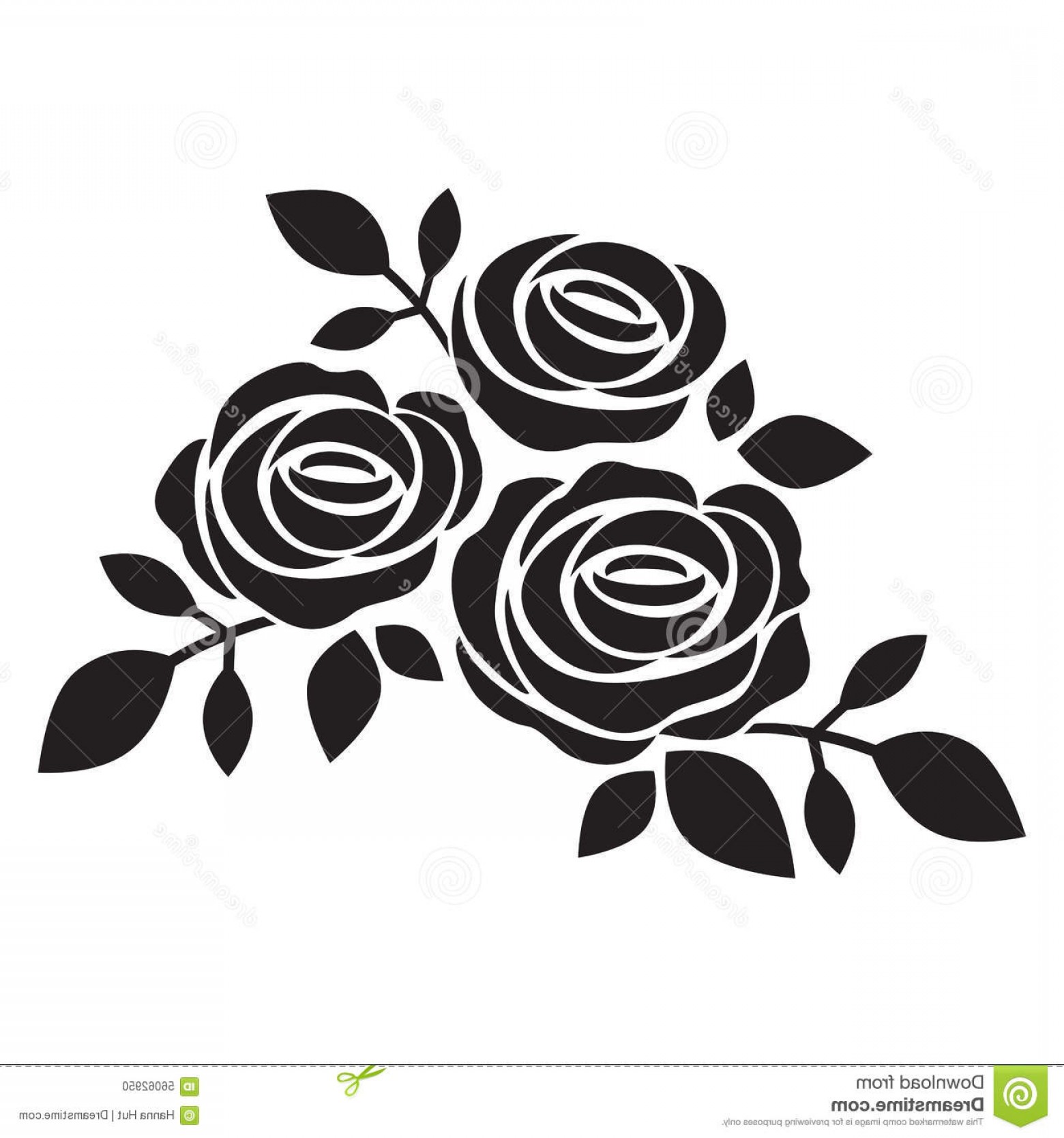 1560x1668 Stock Illustration Black Silhouette Rose Vector Illustration Image