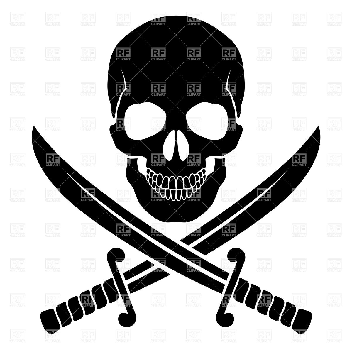 1200x1200 Black Skull With Crossed Sabers Vector Image Of Icons And Emblems