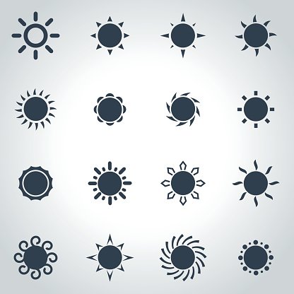 Vector Black Sun Icon Set Premium Clipart 416x416 Vector Black Sun Icon Set Premium Clipart