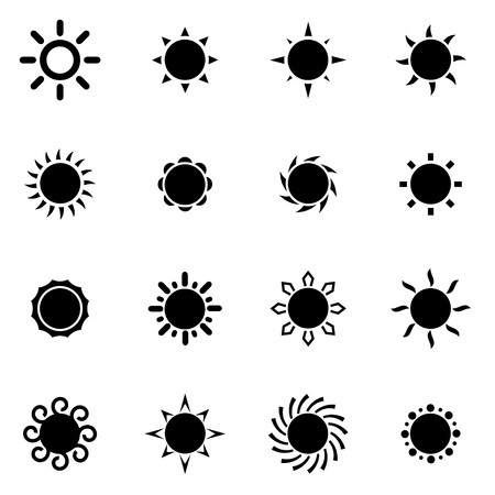 Vector Black Sun Icon Set On White Background Royalty Free Vector 450x450 Vector Black Sun Icon Set On White Background Royalty Free Vector