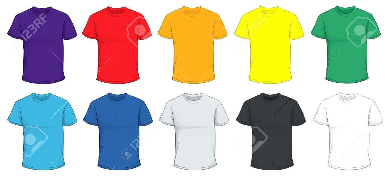 1300x590 Top Collar T Shirt Template Vector Blank White Front And Back