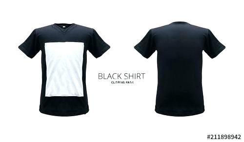 500x291 Blank T Shirt Template Black Tee Vector Hd Front And Back