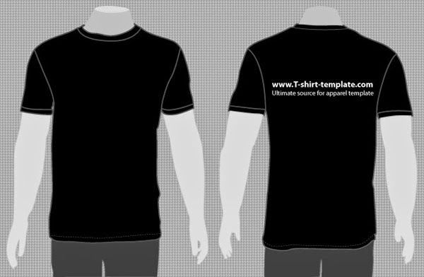 600x392 Black Front And Back T Shirt Vector Template T Shirts Shirt