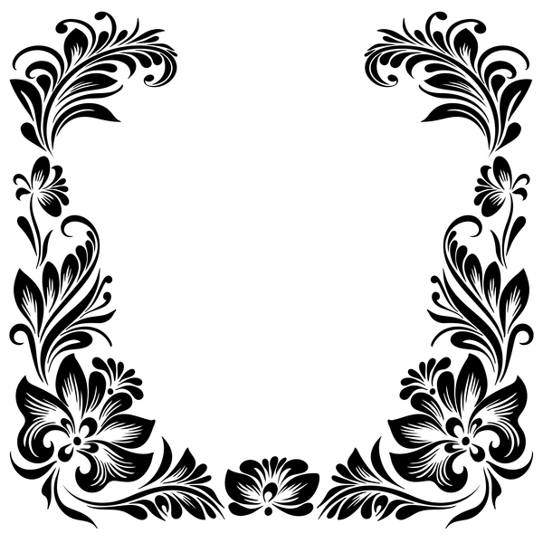 600x600 Black Flower Decorative Frame Vectors Material Free Download