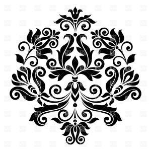 300x300 Black Vintage Floral Design Element Vector Clipart Handandbeak