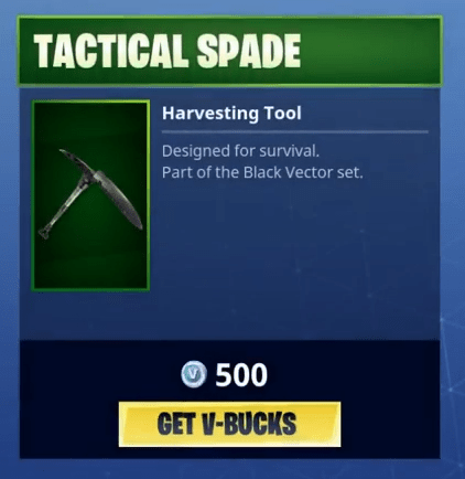 422x434 Fortnite Tactical Spade Harvesting Tool Uncommon Pickaxe