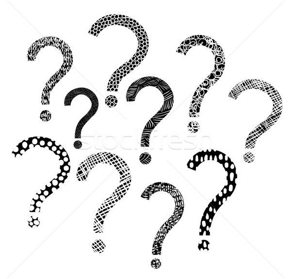 600x575 Modern Vector Set With Question Mark Icons With Texture In Black