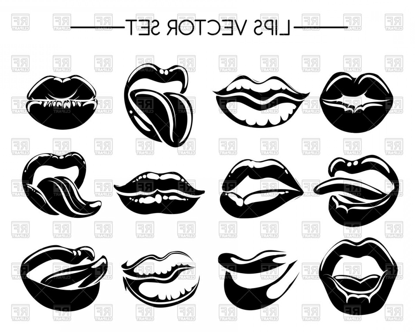 1440x1152 Set Of Black And White Lips Vector Clipart Newwaysys
