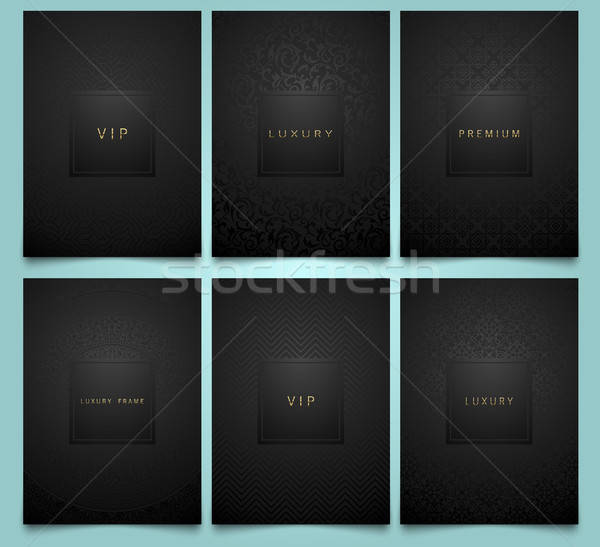 600x547 Vector Set Black Packaging Templates With Brilliant Linear