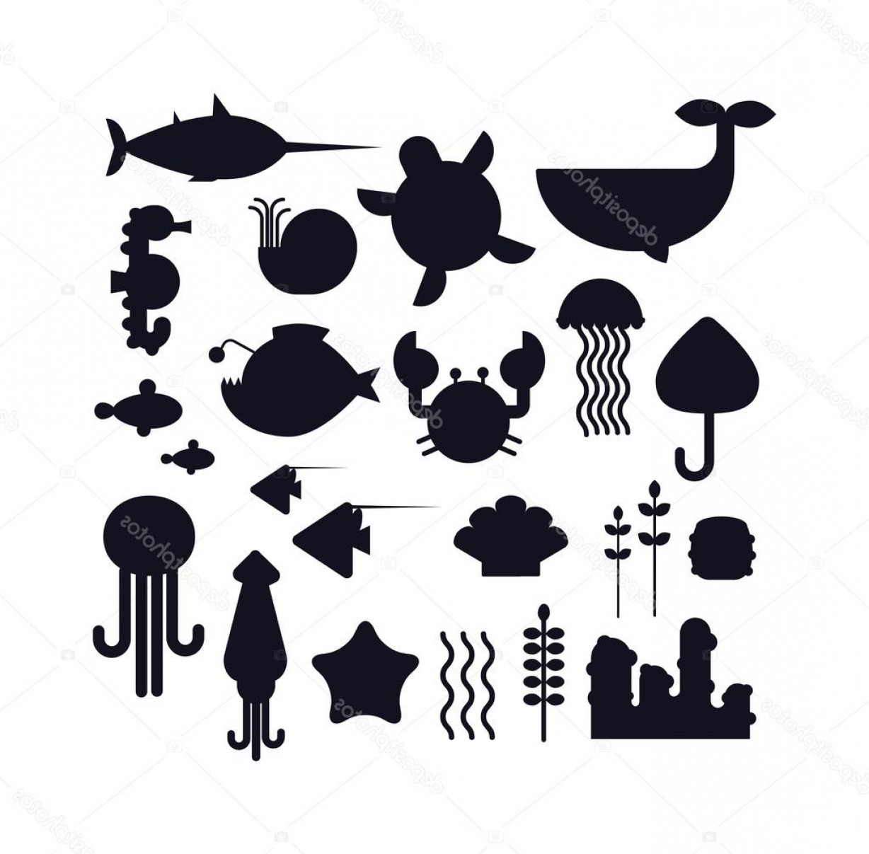 1228x1207 Black Vector Art Sea Creature Studiogrfx