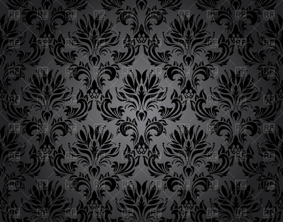 1200x942 Damask Seamless Black Wallpaper Pattern Vector Image